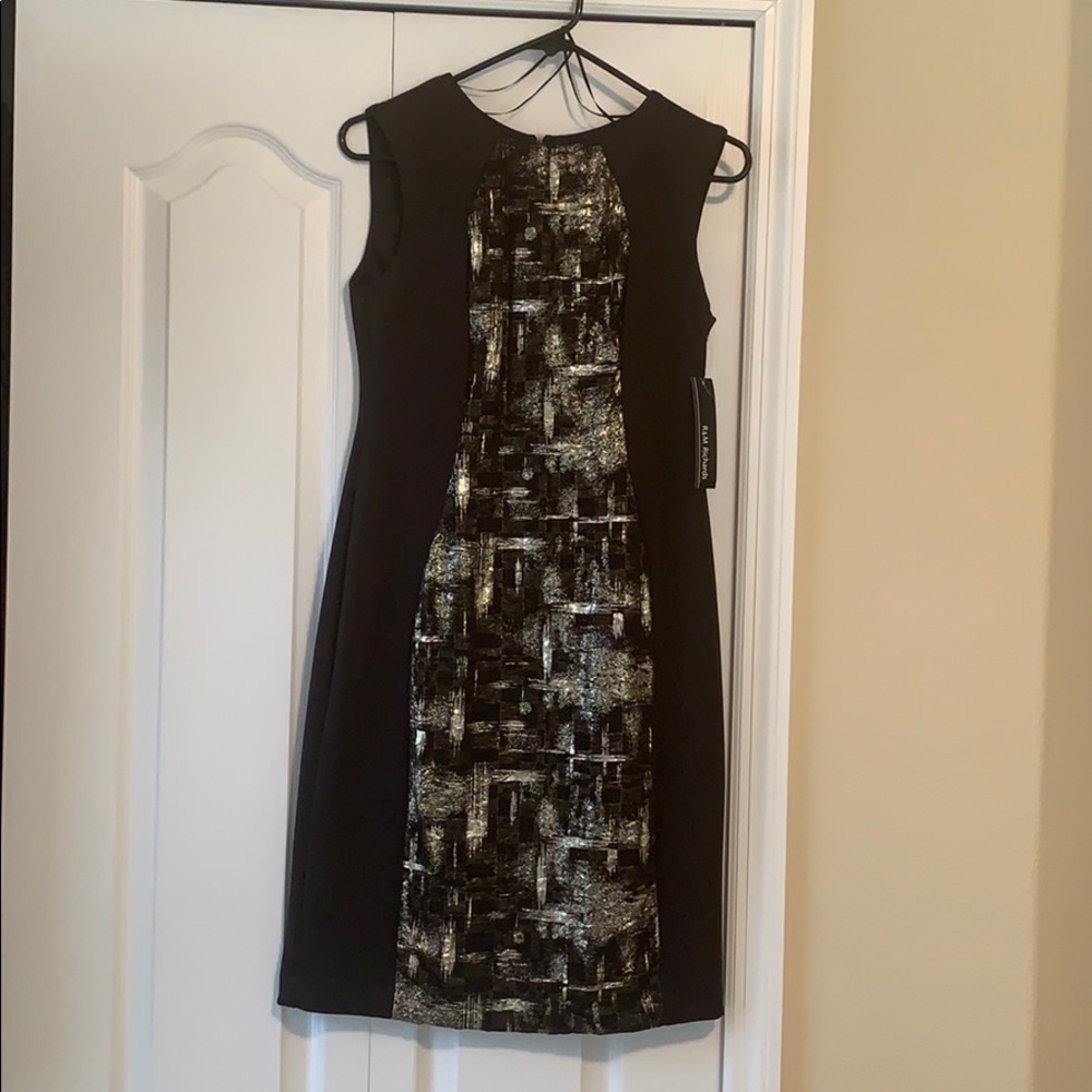 NWT R&M Richards black and gold dress